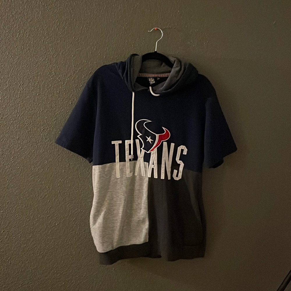 TEXANS Short Sleeved Navy Hoodie w/ Pockets